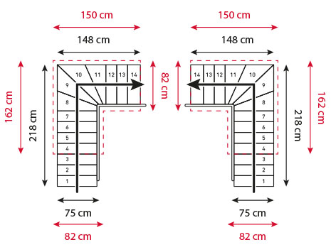 Måttillustration modultrappor